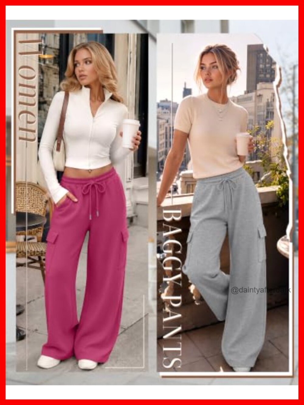 4 Pack Women's Cargo Sweatpants Wide Leg Baggy Drawstring Pockets - Picture 2 of 5